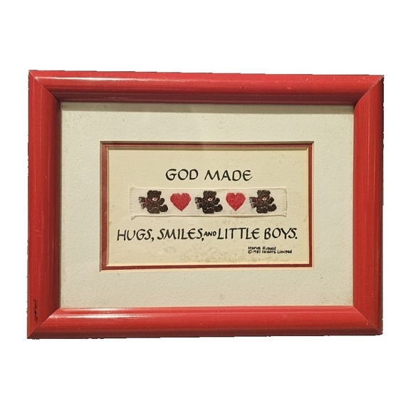 Other - VTG Isidore Industries 1983 Framed Art: God Made Hugs, Smiles and Little Boys